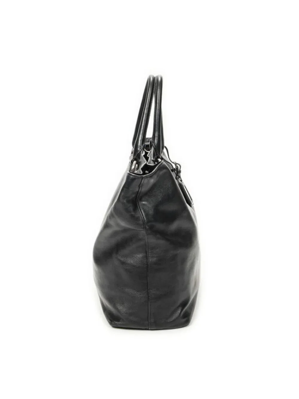 Prada Vertical Black Calfskin Leather Messenger Bag - Picture 4 of 10